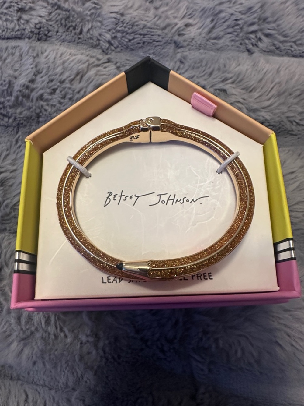 Betsey Johnson Rose Gold Glitter Double Wrap Bangle Bracelet